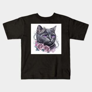 Shimmery Black British Shorthair Kids T-Shirt